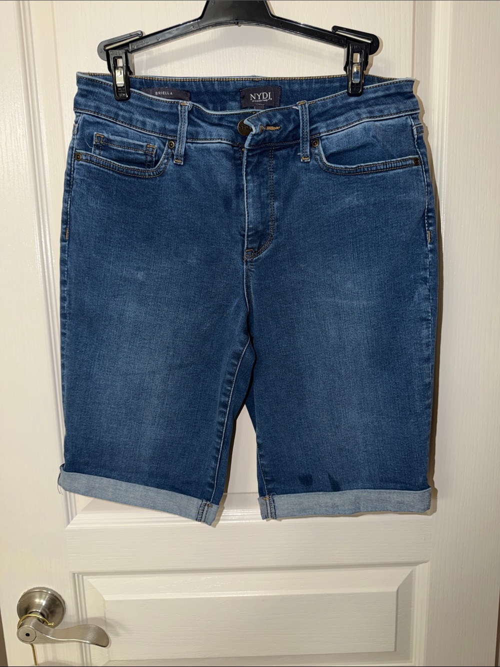 NYDJ Mid-Length Cuffed Denim Bermuda Shorts - Blue Wash